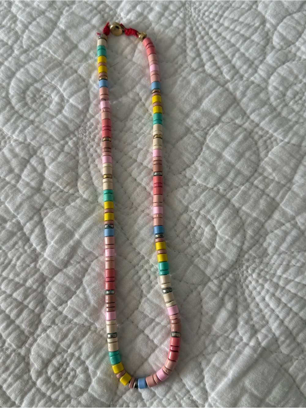 Colorful Beaded Women's Necklace in Pink, Yellow & Turquoise